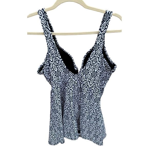 Swim Solutions women's Plus Size 16 Swim Dress One Piece Navy Blue White - Picture 2 of 7